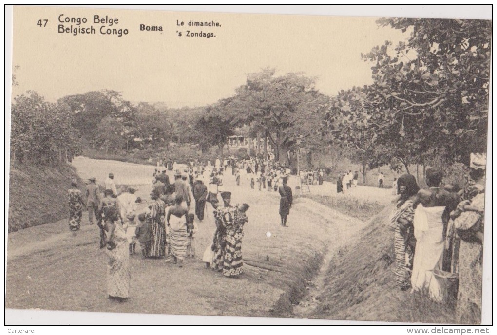 Afrique,AFRICA,CONGO BELGE,BELGISCH CONGO,BOMA IL YA 100 ANS,vue Animée,foule,habitants De L´époque - Congo Belge