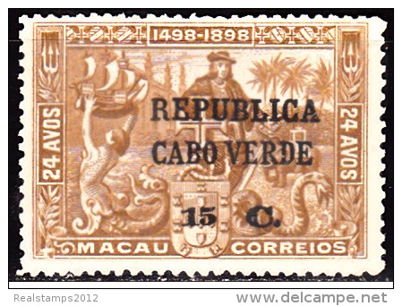 CABO VERDE - 1913,  4º  Centenário Descobtº Caminho Marítimo P/  Índia,  15 C. S/ 24 A.  * * MNH    Afinsa Nº 128 - Cape Verde