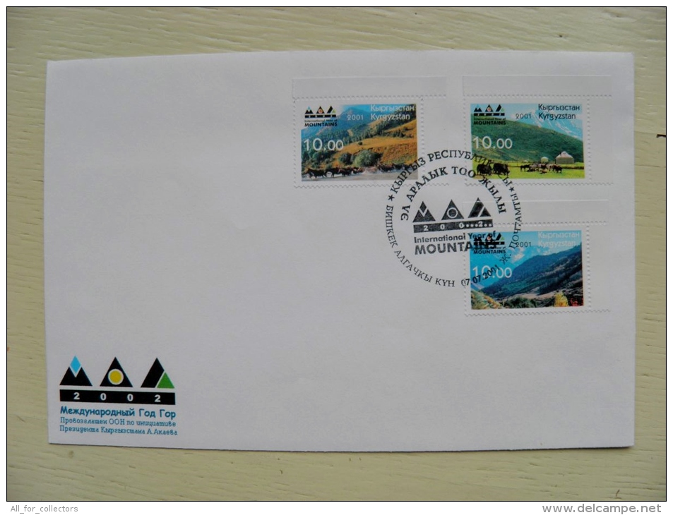 FDC Cover From Kyrgyzstan 2001 International Year Of Mountains Un M/s Cancel 2002 - Kirgisistan