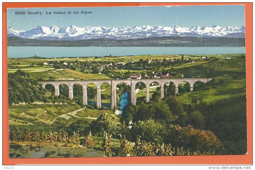 JMI-16 Boudry, Le Viaduc De Chemin De Fer Et Les Alpes. Areuse. Non Circulé. Circ. Sous Enveloppe, Mention Sept. 1930 - Boudry
