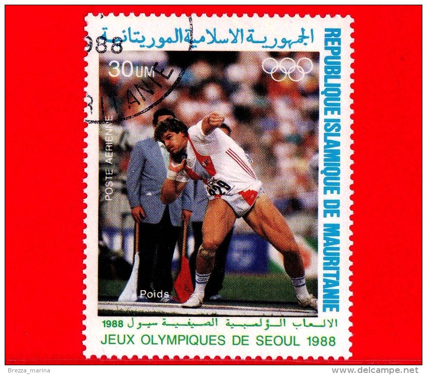 MAURITANIA - Nuovo Obl. - 1988 - Olimpiadi Estive, Seoul - Lancio Del Peso - Posta Aerea - 30 - Mauritania (1960-...)