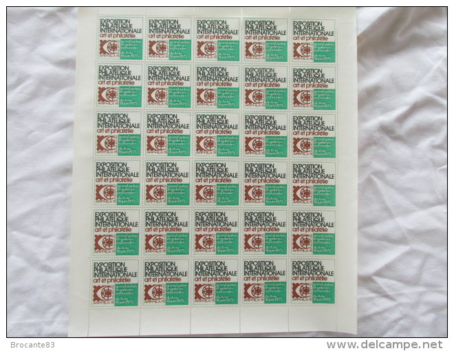 EXPOSITION PHILATELIQUE INTERNATIONALE ART ET PHILATELIE JUIN 1975 PLAMCHE 30 TIMBRES VERT - Briefmarkenmessen