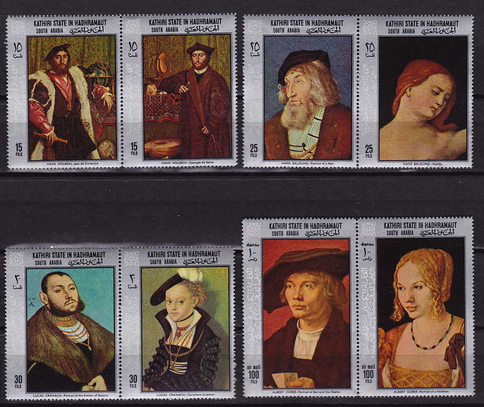 Kathiri In Hadhramaut 1968  Tableaux Des Maîtres Allemands Dürer, Cranach, Holbein, Baldung  Mi: 210-7 ** - Yemen