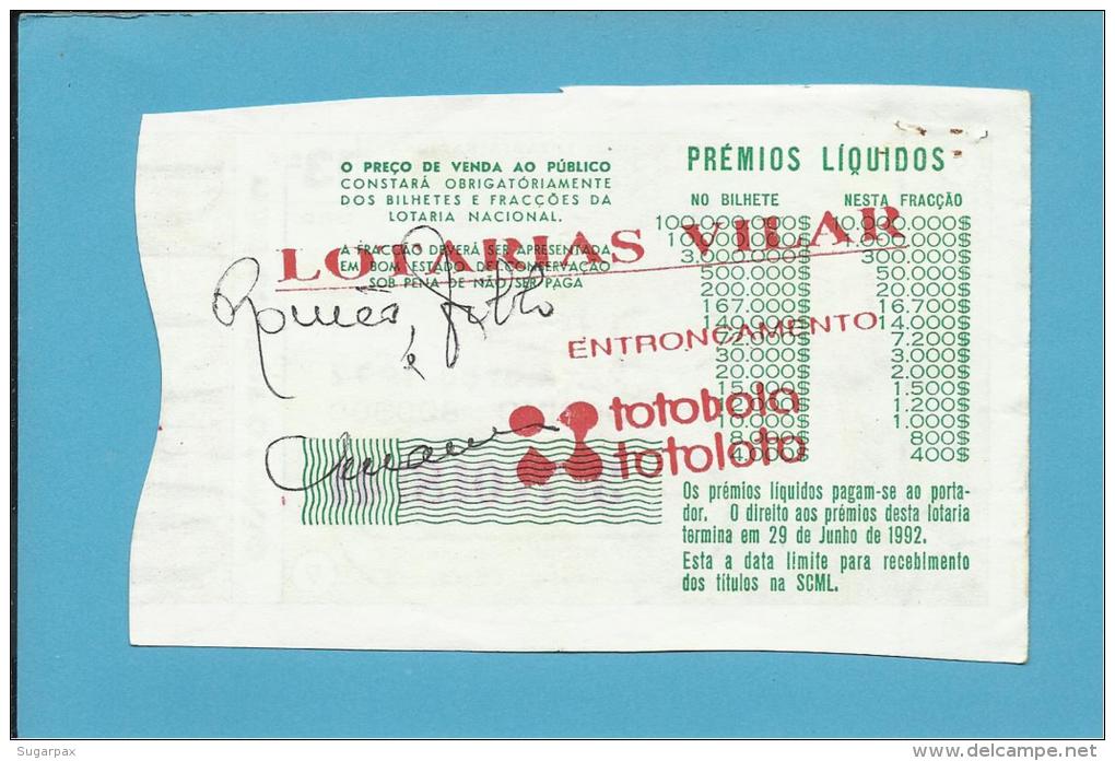 LOTARIA NACIONAL - 13.&ordf; ORD. - 27.03.1992 - D. AFONSO IV - 7.&ordm; Rei De Portugal - MONARQUIA - 2 Scans E Descrip - Lottery Tickets