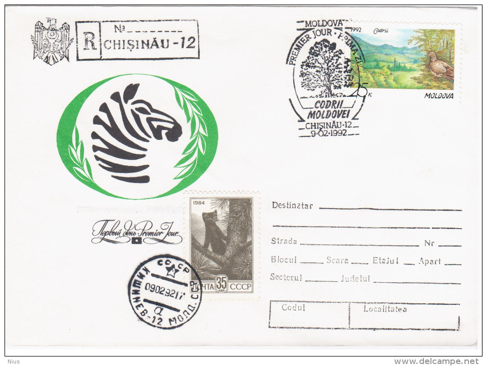 Moldova USSR 1992 Fauna Bird Birds Zebra Sable, Canceled In Chisinau Kishinev - Moldova