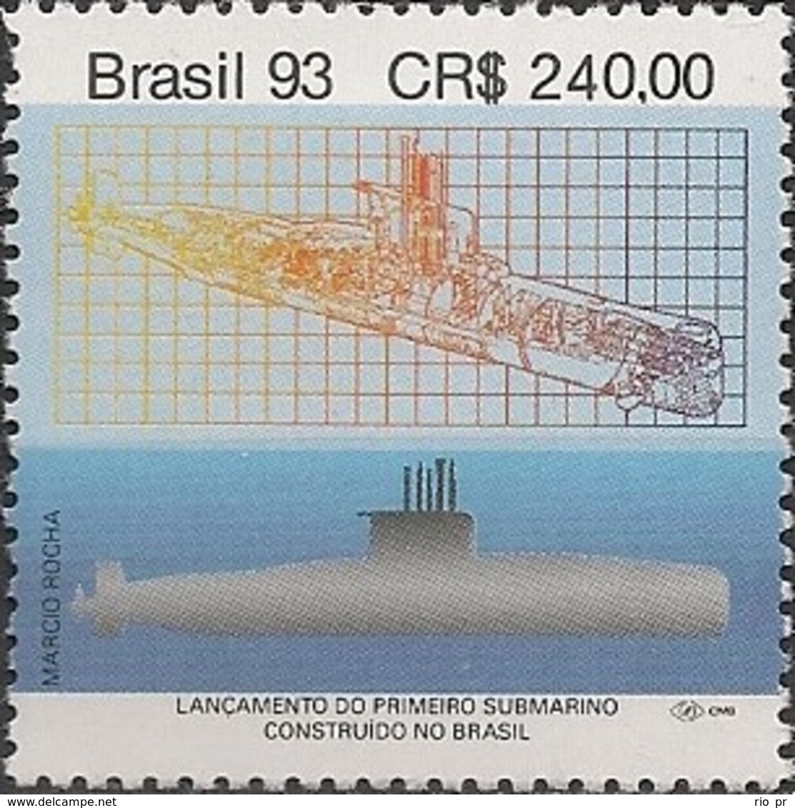 BRAZIL - LAUNCHING OF 1st BRAZILIAN-BUILT SUBMARINE "TAMOIO" 1993 - MNH - Sous-marins