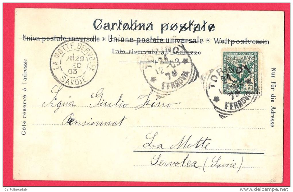 [DC5557] CARTOLINA - RARA - PALLANZA - GRAN PIAZZA DI PALLANZA - Viaggiata 1903 - Old Postcard - Verbania