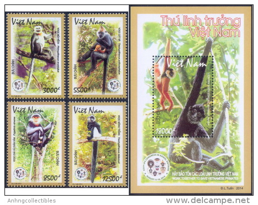 Vietnamese Primates - Vietnam Issue 2014 - Mint NH - Monkeys