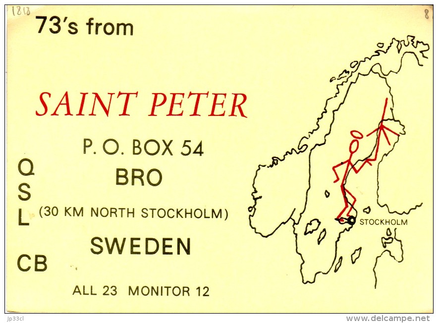 The Saint (Simon Templar) On An Old QSL Card From Stig Persson, Engelbrektsvägen, Jakobsberg, Sweden - Year 1970 - CB