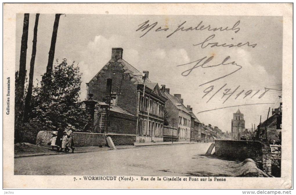 WORMHOUDT ,RUE DE LA CTADELLE  ET PONT DE PEENE,PERSONNAGES,JOLI PLAN  REF 39892 - Wormhout