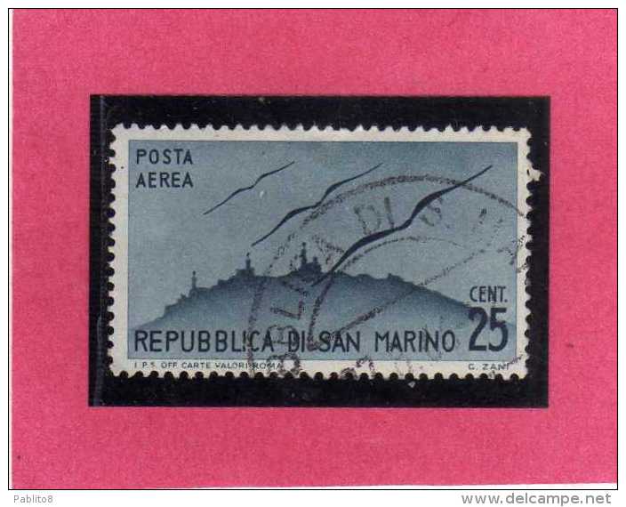 SAN MARINO 1946 POSTA AEREA AIR MAIL VIEWS VEDUTE CENT. 25 USATO USED - Poste Aérienne