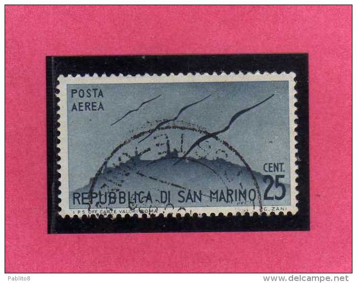 SAN MARINO 1946 POSTA AEREA AIR MAIL VIEWS VEDUTE CENT. 25 USATO USED - Poste Aérienne