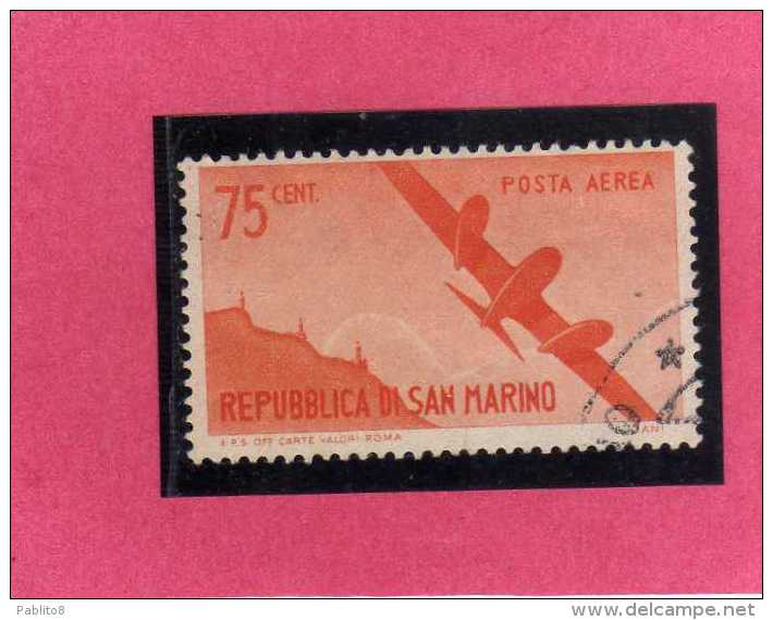 SAN MARINO 1946 POSTA AEREA AIR MAIL VIEWS VEDUTE CENT. 75 USATO USED - Airmail