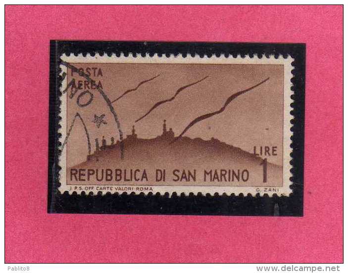 SAN MARINO 1946 POSTA AEREA AIR MAIL VIEWS VEDUTE LIRE 1 USATO USED - Poste Aérienne