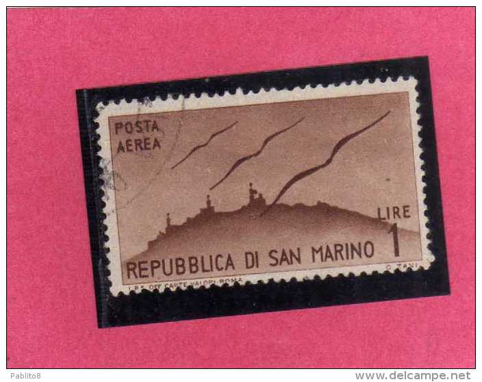 SAN MARINO 1946 POSTA AEREA AIR MAIL VIEWS VEDUTE LIRE 1 USATO USED - Luftpost