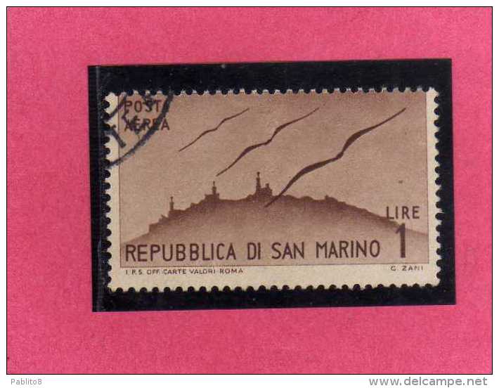 SAN MARINO 1946 POSTA AEREA AIR MAIL VIEWS VEDUTE LIRE 1 USATO USED - Poste Aérienne