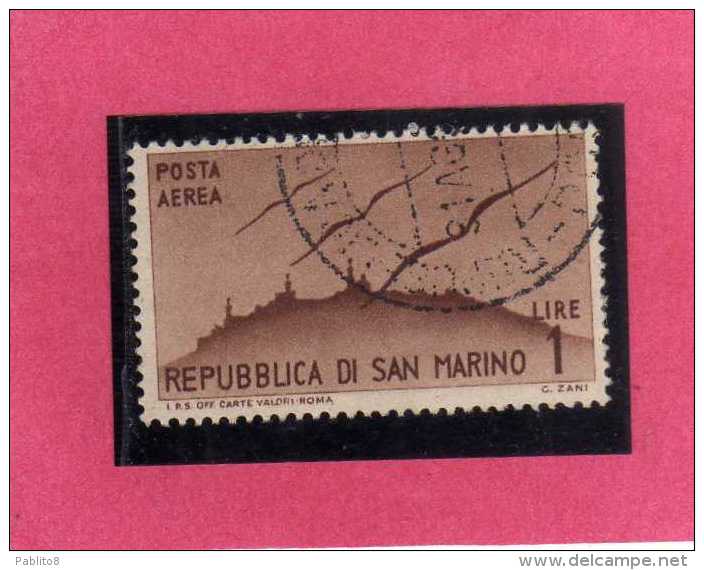 SAN MARINO 1946 POSTA AEREA AIR MAIL VIEWS VEDUTE LIRE 1 USATO USED - Airmail