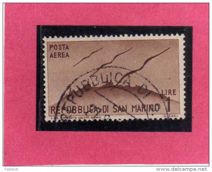 SAN MARINO 1946 POSTA AEREA AIR MAIL VIEWS VEDUTE LIRE 1 USATO USED - Airmail