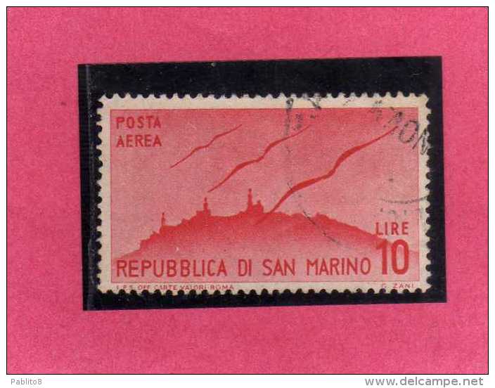 SAN MARINO 1946 POSTA AEREA AIR MAIL VIEWS VEDUTE LIRE 10 USATO USED - Airmail