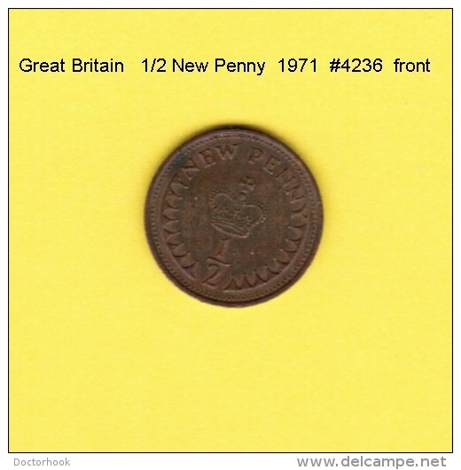 GREAT BRITAIN   1/2  NEW PENNY  1971  (KM # 914) - 1/2 Penny & 1/2 New Penny