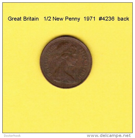 GREAT BRITAIN   1/2  NEW PENNY  1971  (KM # 914) - 1/2 Penny & 1/2 New Penny