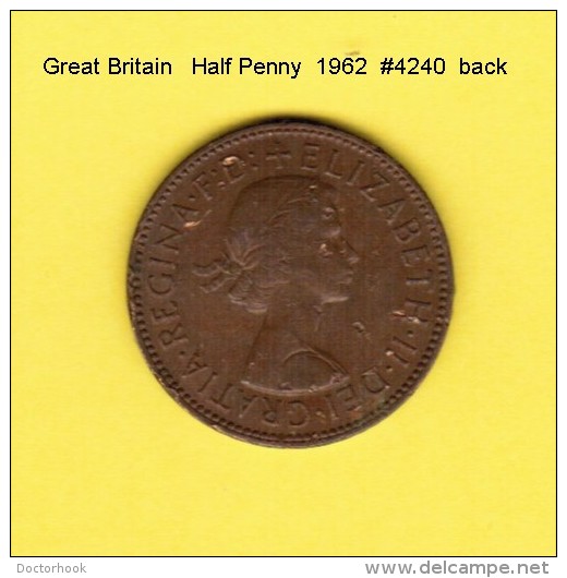 GREAT BRITAIN   1/2  PENNY  1962  (KM # 896) - C. 1/2 Penny