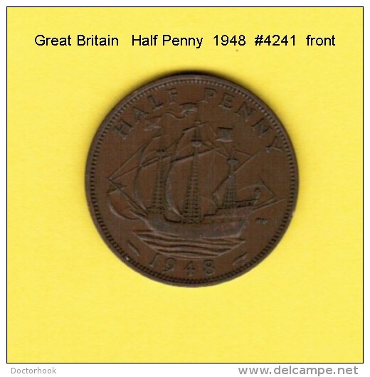 GREAT BRITAIN   1/2  PENNY  1948  (KM # 844) - C. 1/2 Penny
