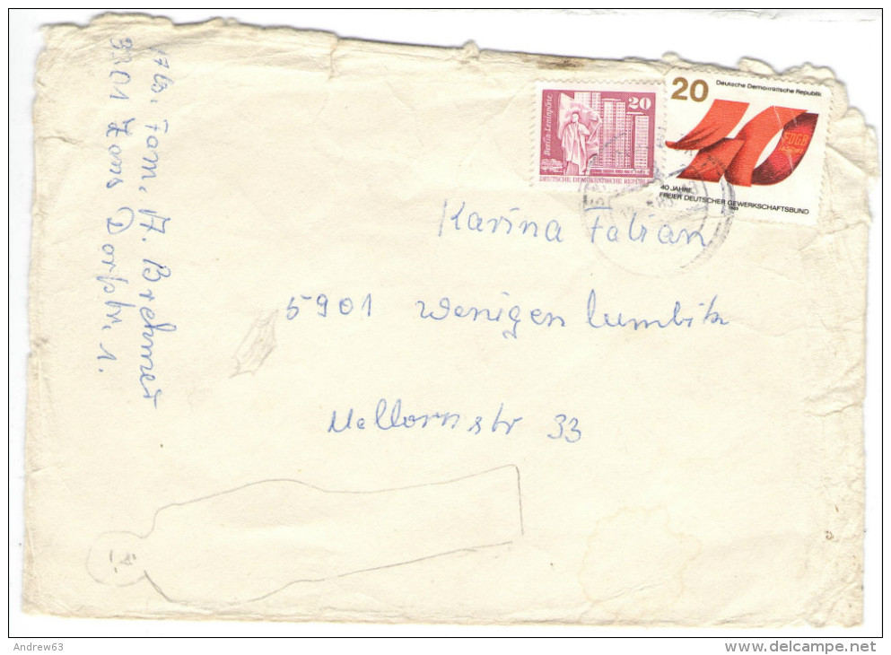 GERMANIA DDR - GERMANY DDR - ALLEMANDE DDR - 1985 - Berlin Leninplatz + 40 Jahre FDGB - Damaged Envelope - Storia Postale
