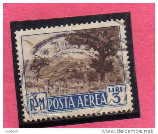 SAN MARINO 1950 POSTA AEREA AIR MAIL VIEWS VEDUTE LIRE 3 USATO USED - Airmail