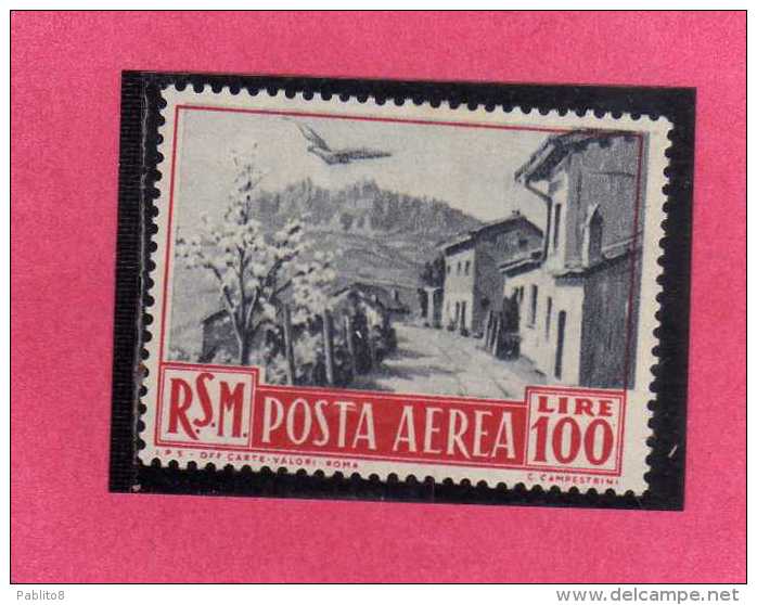 SAN MARINO 1950 POSTA AEREA AIR MAIL VIEWS  VEDUTE LIRE 100 MNH - Airmail