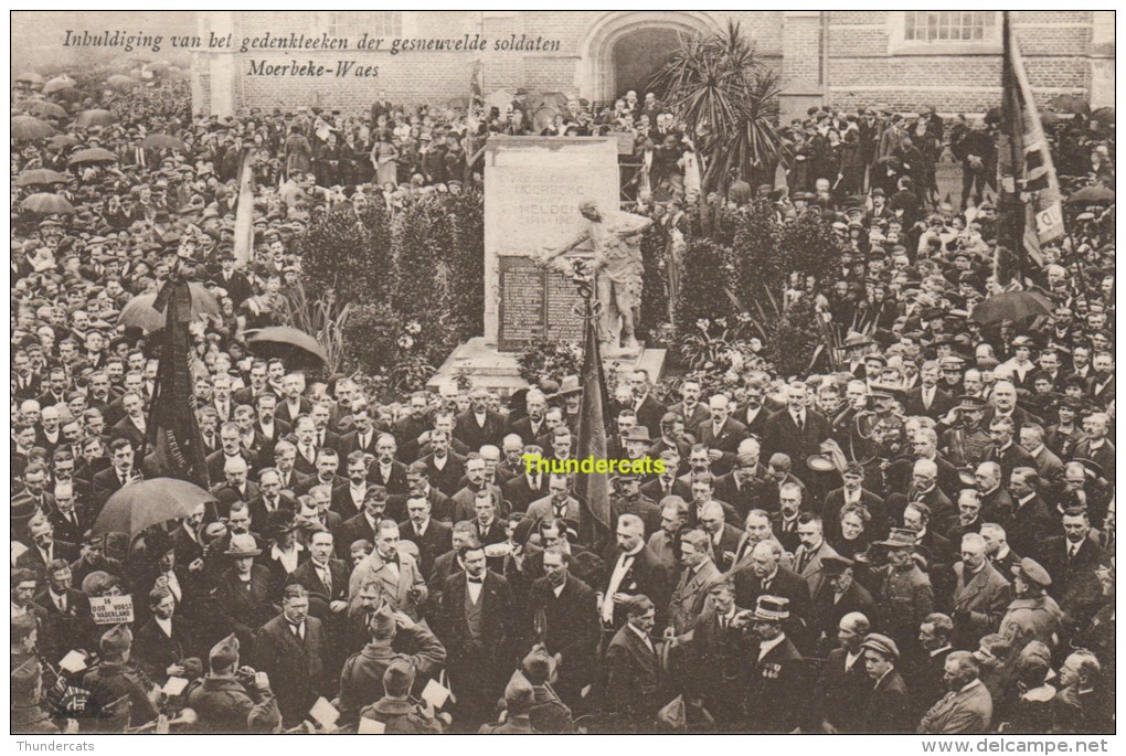 CPA INHULDIGING VAN HET GEDENKTEEKEN DER GESNEUVELDE SOLDATEN MOERBEKE WAES - Moerbeke-Waas