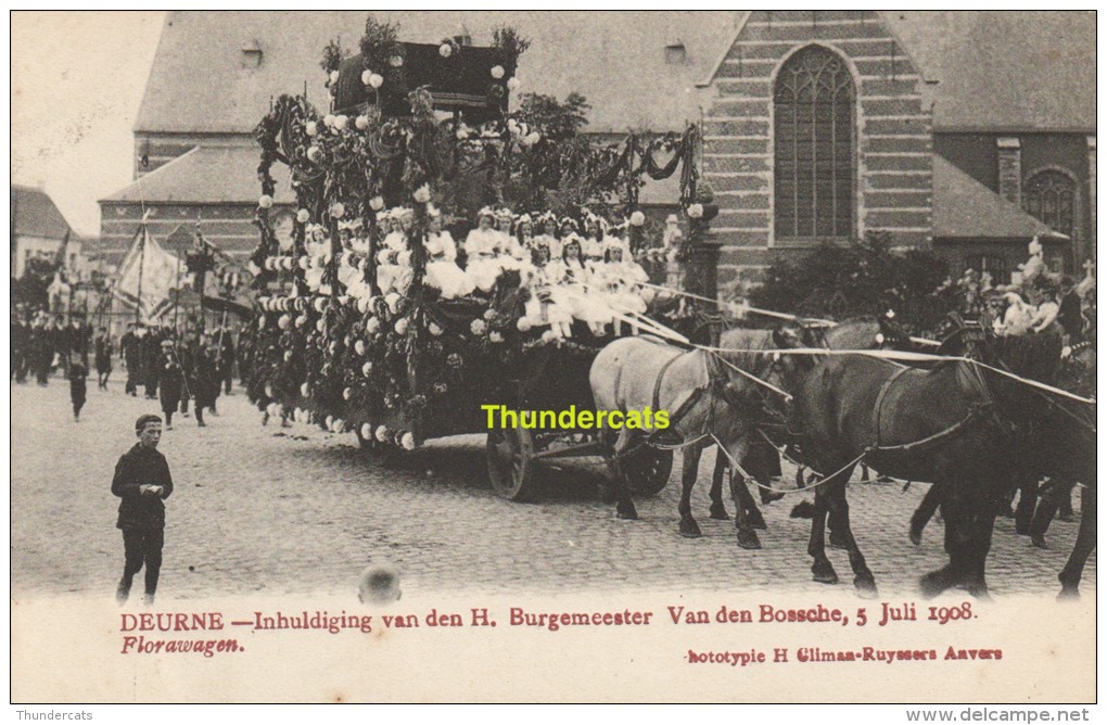 CPA DEURNE INHULDIGING VAN DE H BURGEMEESTER VAN DEN BOSSCHE 5 JULI 1908 EDIT H CLIMAN RUYSSERS ANVERS - Andere & Zonder Classificatie