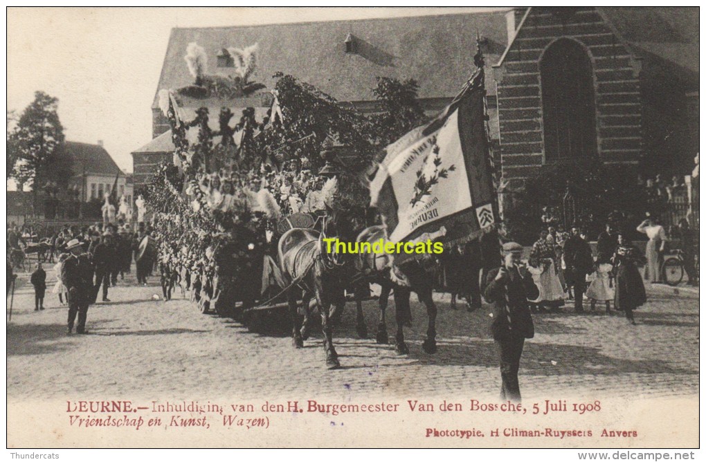 CPA DEURNE INHULDIGING VAN DE H BURGEMEESTER VAN DEN BOSSCHE 5 JULI 1908 EDIT H CLIMAN RUYSSERS ANVERS - Autres & Non Classés