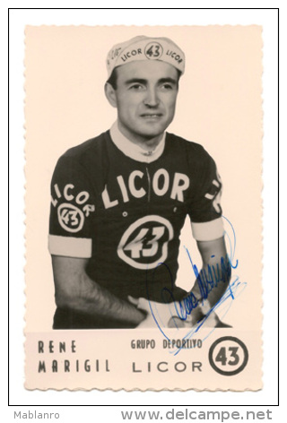 CARTE POSTALE PUBLICITARIE SIGNEE  RENE MARIGIL  EQUIPO LICOR 43 1962 - Cyclisme