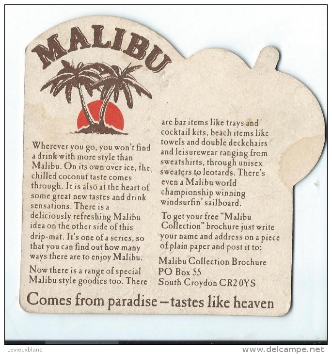Sous -Bock/Alcool / Malibu/ Comes From Paradise/ / GB / Vers 1970   SOUB18 - Sous-bocks
