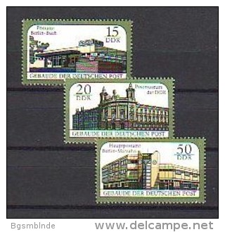 DDR 3145-47 ** Gebäuder Der Deutschen Post - Unused Stamps