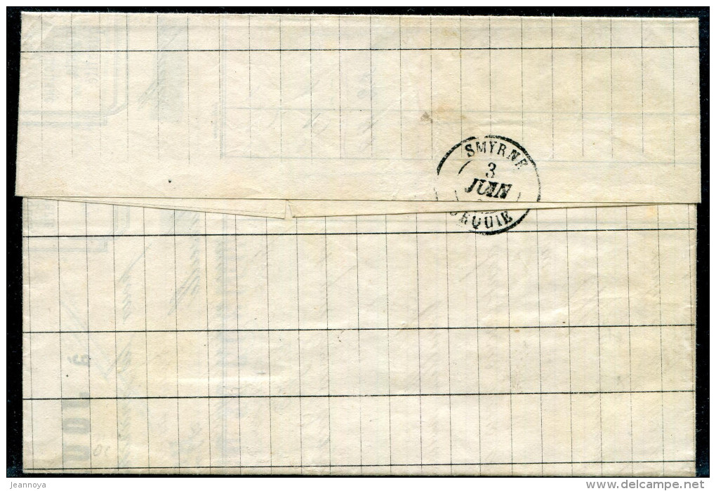 FRANCE - N° 29A (2) OBL. ANCRE + CAD " LIGNE X / PAQ. FR. N°2 LE 28/5/1870 " / LETTRE DE MARSEILLE POUR SMYRNE - TB - Maritime Post