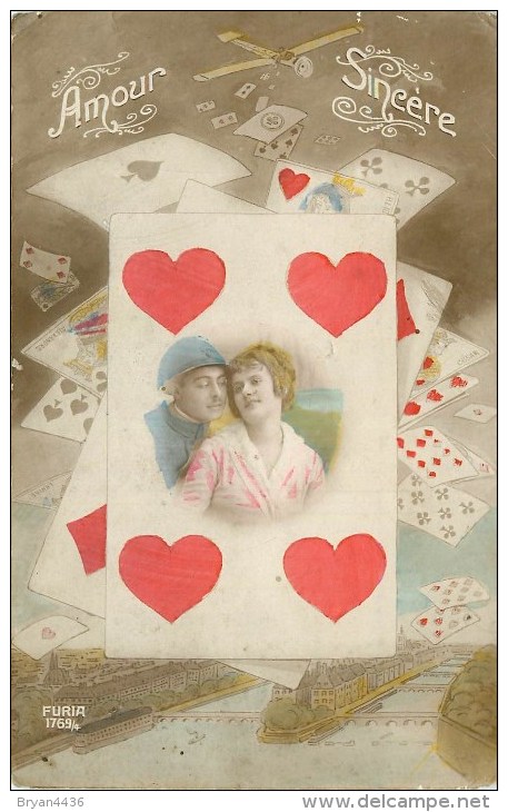 Jeu De Cartes & Langage Des Cartes - 4 De Coeur. Cpa - Voir 2 Scans. - Playing Cards