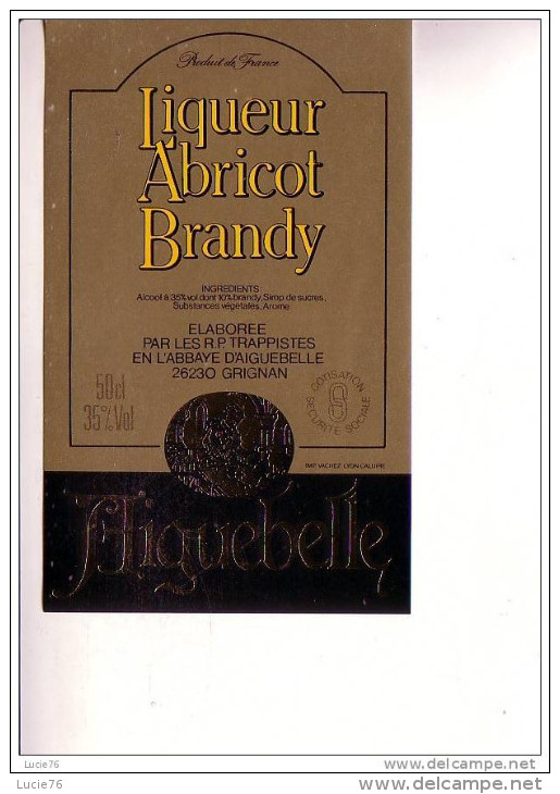 ETIQUETTE   -  LIQUEUR  ABRICOT     BRANDY   -  AIGUEBELLE - Fruits & Vegetables