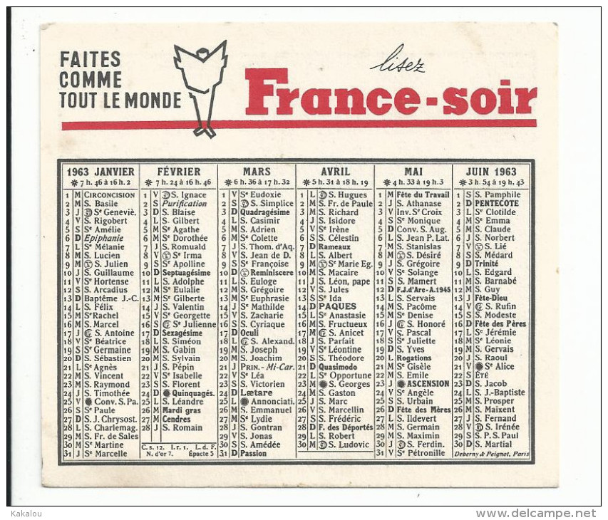 FRANCE SOIR 1963 - Tamaño Pequeño : 1961-70