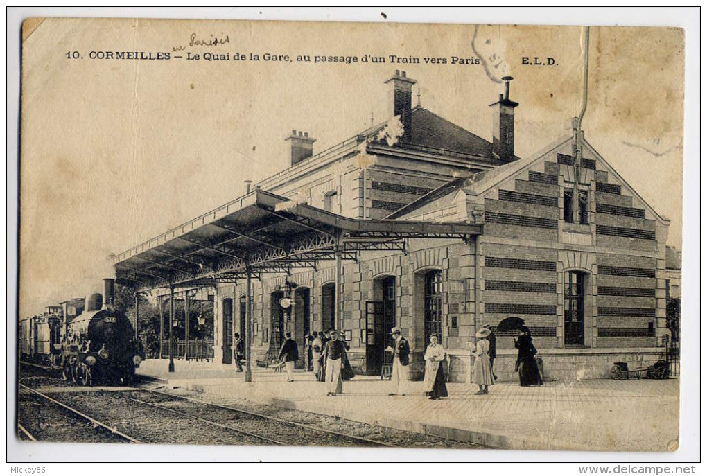 CORMEILLES EN PARISIS--1906--Le Quai De La Gare,au Passage D'un Train Vers Paris (animée) N°10éd ELD--à Saisir - Cormeilles En Parisis