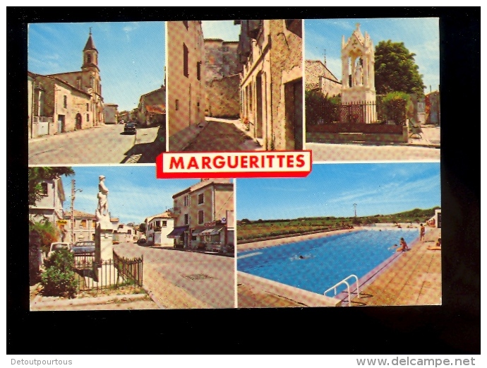 MARGUERITTES Gard 30320 : Eglise Vieille Rue Madone Place Du Monument Aux Morts Piscine ( Magasin COOP - Autres & Non Classés