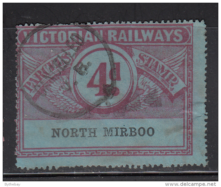 Victorian Railways 4p Parcels Stamp, Perforated Station: North Mirboo - Oblitérés