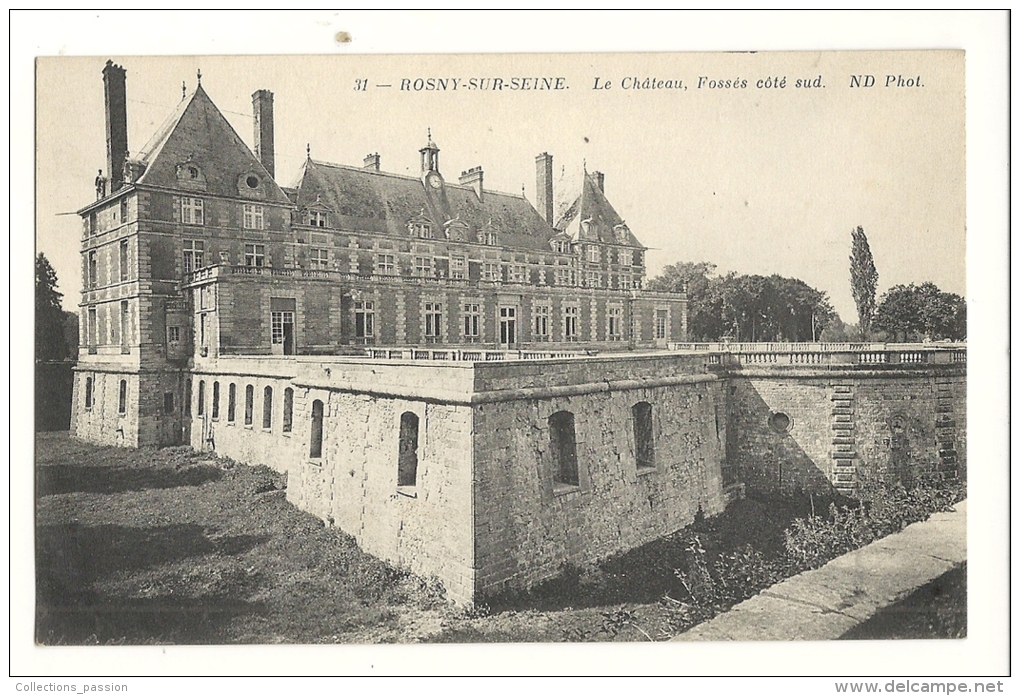 Cp, 78, Rosny-sur-Seine, Le Château, Fossés Côté Sud, écrite - Rosny Sur Seine