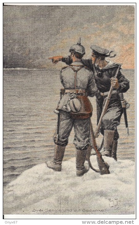 Carte Postale Militaire-MARINE-CROIX ROUGE (Verso) -Deutschen Vereine V.Roten Kreuz-Dessin-Illustrateur Arthur THIELE - Thiele, Arthur