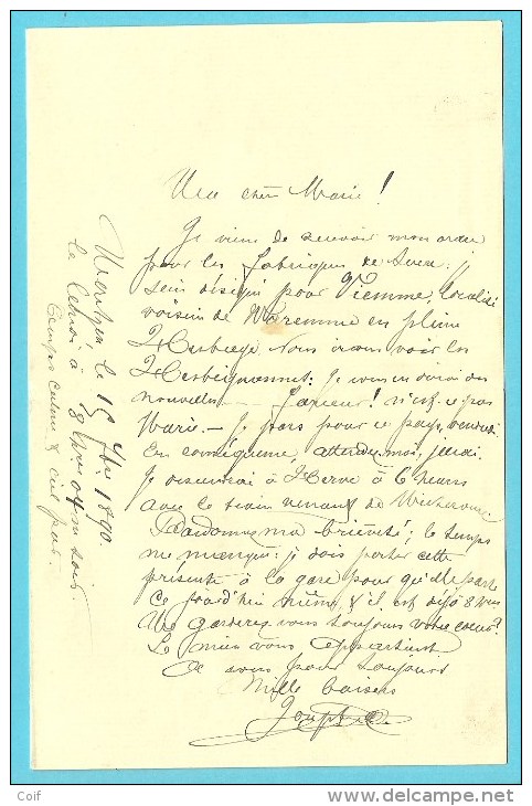 46 Op Briefje Met Cirkelstempel VERVIERS (STATION) Met Postbusstempel " M " !!!!  + Inhoud Brief , Naar HERVE - 1884-1891 Léopold II