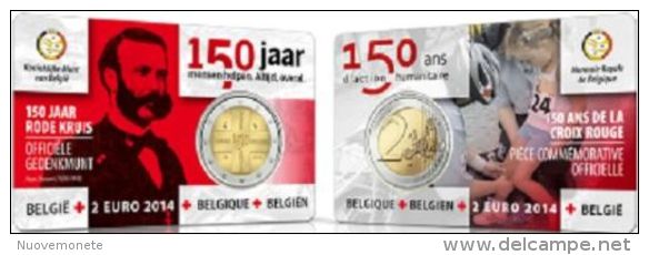 BELGIO BELGIQUE BELGIE BELGIEN COINCARD 2 EURO COMM. 2014 150° CROCE ROSSA - Belgio