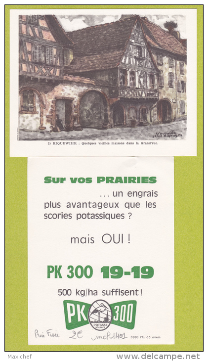 Carton Publicitaire 110 X 140 Mm Illustré Par Jean Rigaud 57, Riquewihr, Quelques Vieilles Maisons Dans La Grand'Rue - Pubblicitari