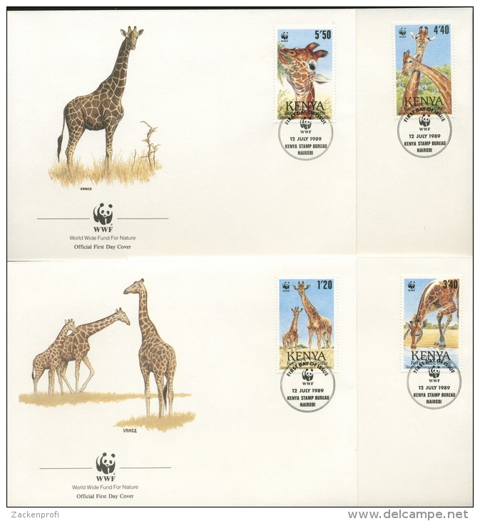 Kenia 1989 WWF Giraffen 481/84 FDC (R1954) - Kenya (1963-...)