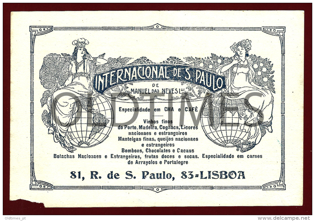 PORTUGAL - LISBOA - INTERNACIONAL DE SAO PAULO - MANUEL NEVES - 1920 ADVERTISING INVOICE - Portugal